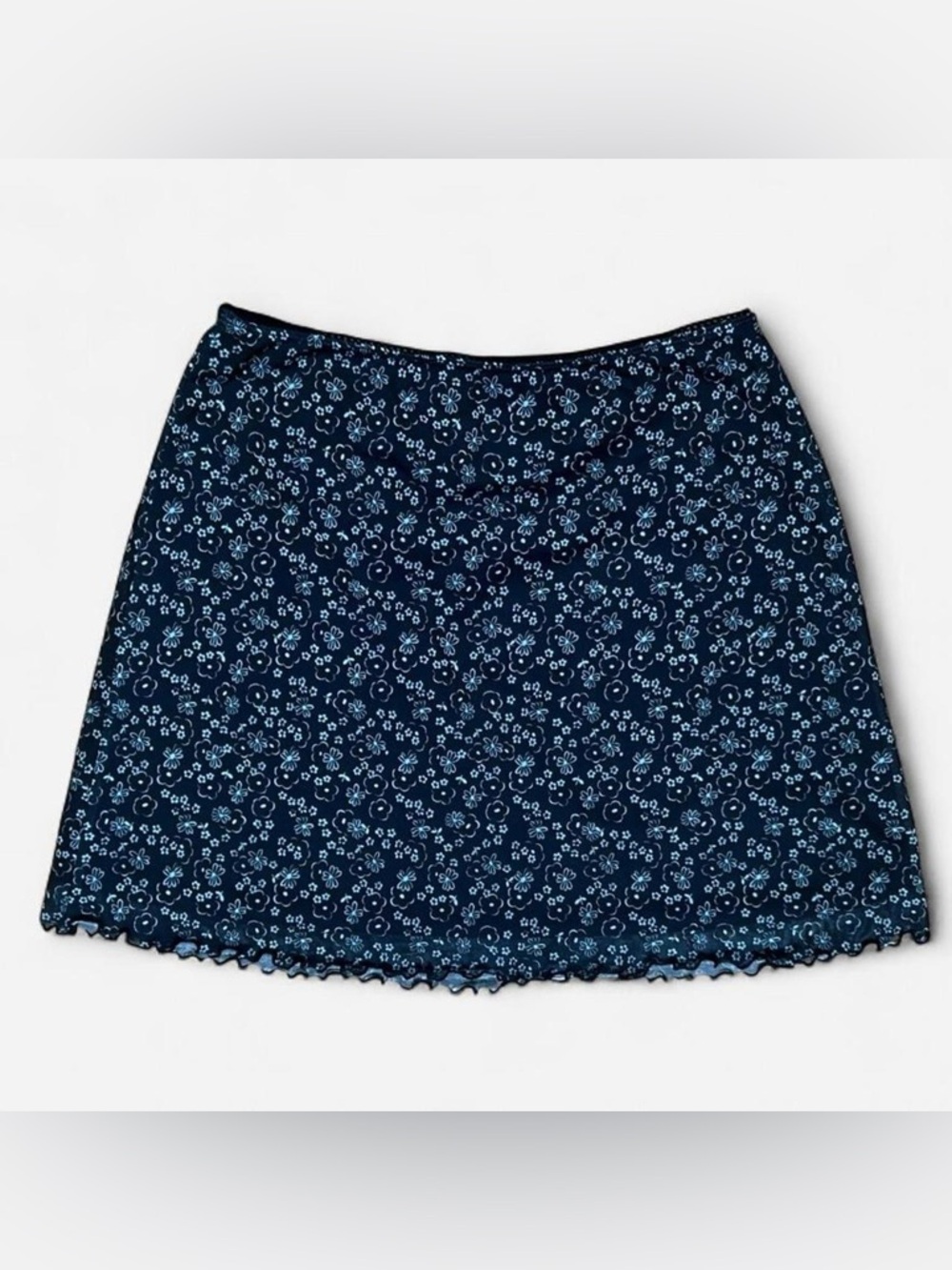 Abound Navy Blue Mini Skirt with Light Blue Floral Print